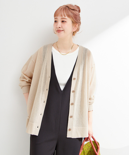 追加》手洗い可 / リネン混シアーカーディガン（カーディガン/ボレロ