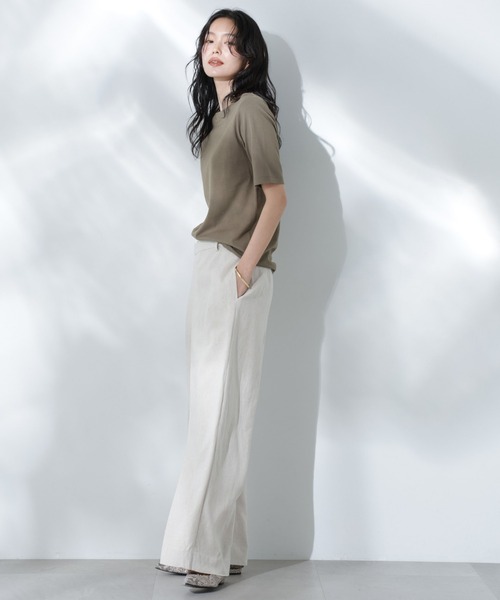 NANO universe(ナノユニバース)の「Anti Soaked(R) 汗染み防止ボートネックTシャツ(Tシャツ/カットソー・レディース・ホワイト/ブラック/カーキ/チャコール・S/M/L)」の22枚目の写真