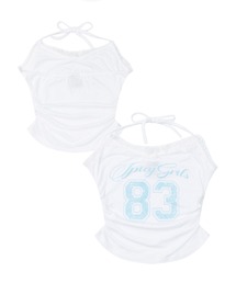 【HOOK】for girls レース×ロゴプリントホルターネックトップス (SS)