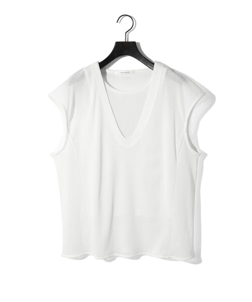 MIDIUMISOLID(ミディウミソリッド)の「MIDIUMISOLID for Ladies シアーアンサンブル(Tシャツ/カットソー・レディース・カーキ/オフホワイト/ブラック・FREE)」の4枚目の写真