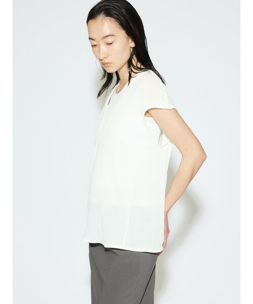 MIDIUMISOLID(ミディウミソリッド)の「MIDIUMISOLID for Ladies シアーアンサンブル(Tシャツ/カットソー・レディース・カーキ/オフホワイト/ブラック・FREE)」の9枚目の写真