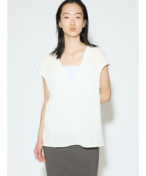MIDIUMISOLID(ミディウミソリッド)の「MIDIUMISOLID for Ladies シアーアンサンブル(Tシャツ/カットソー・レディース・カーキ/オフホワイト/ブラック・FREE)」の12枚目の写真