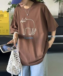 キャットプリントデザインTシャツ