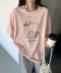 キャットプリントデザインTシャツ