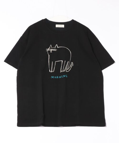 aimoha(アイモハ)の「キャットプリントデザインTシャツ(Tシャツ/カットソー・レディース・チョコ/杢グレー/イエロー/ピンク/ブラック/ホワイト・FREE)」の17枚目の写真