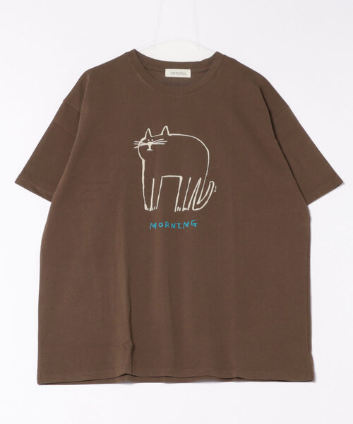 aimoha(アイモハ)の「キャットプリントデザインTシャツ(Tシャツ/カットソー・レディース・チョコ/杢グレー/イエロー/ピンク/ブラック/ホワイト・FREE)」の19枚目の写真