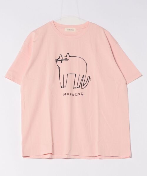 aimoha(アイモハ)の「キャットプリントデザインTシャツ(Tシャツ/カットソー・レディース・チョコ/杢グレー/イエロー/ピンク/ブラック/ホワイト・FREE)」の21枚目の写真