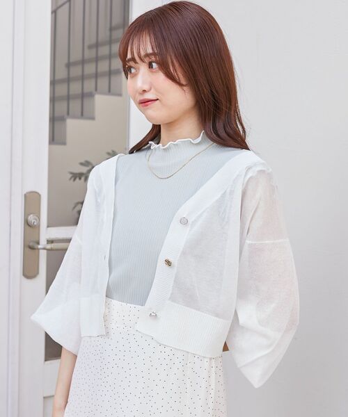 MAJESTIC LEGON(マジェスティックレゴン)の「【WEB限定アイテム/プチプラで涼しい♪】アソートボタンシアーカーディガン(カーディガン/ボレロ・レディース・アイボリー/ピンク/ミント/ブルー/ブラック・MEDIUM)」の2枚目の写真