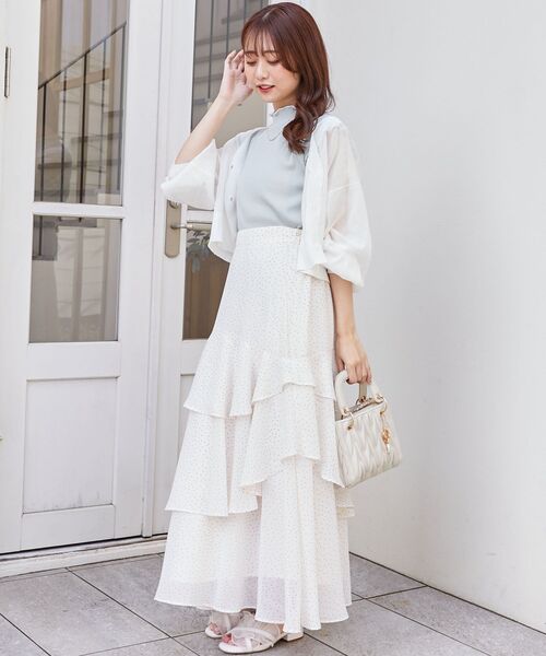 MAJESTIC LEGON(マジェスティックレゴン)の「【WEB限定アイテム/プチプラで涼しい♪】アソートボタンシアーカーディガン(カーディガン/ボレロ・レディース・アイボリー/ピンク/ミント/ブルー/ブラック・MEDIUM)」の6枚目の写真