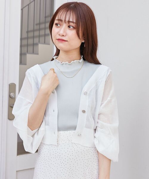 MAJESTIC LEGON(マジェスティックレゴン)の「【WEB限定アイテム/プチプラで涼しい♪】アソートボタンシアーカーディガン(カーディガン/ボレロ・レディース・アイボリー/ピンク/ミント/ブルー/ブラック・MEDIUM)」の8枚目の写真