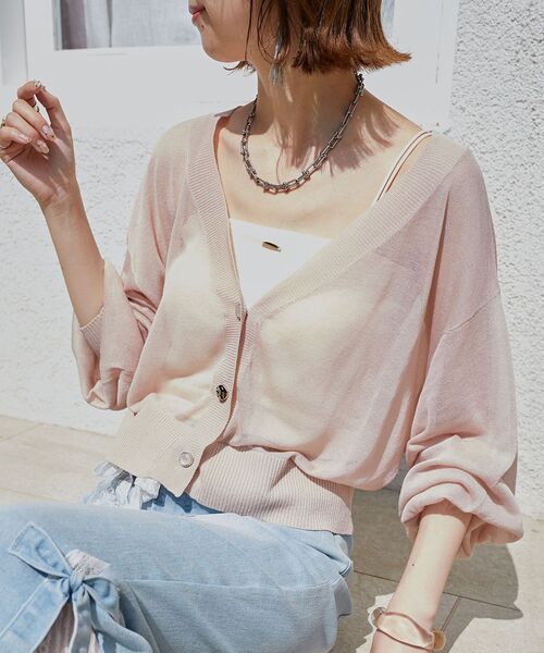 MAJESTIC LEGON(マジェスティックレゴン)の「【WEB限定アイテム/プチプラで涼しい♪】アソートボタンシアーカーディガン(カーディガン/ボレロ・レディース・アイボリー/ピンク/ミント/ブルー/ブラック・MEDIUM)」の13枚目の写真