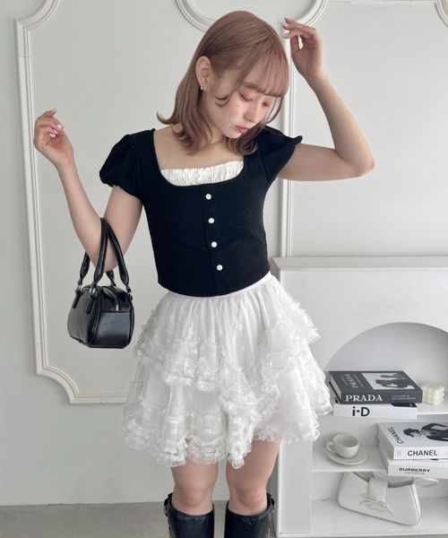 Bonpoint　ドットラメ　チュールスカート　White La boutique BonBon】ラメニットチュールスカート | OUTLET