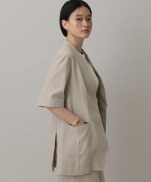 A part by（アパートバイ）の「グリッターリネンノーカラージャケット（ノーカラージャケット・レディース・ライトベージュ/ブラウン系その他2・FREE）」の6枚目の写真