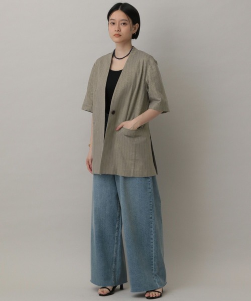 A part by（アパートバイ）の「グリッターリネンノーカラージャケット（ノーカラージャケット・レディース・ライトベージュ/ブラウン系その他2・FREE）」の8枚目の写真