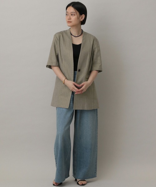 A part by（アパートバイ）の「グリッターリネンノーカラージャケット（ノーカラージャケット・レディース・ライトベージュ/ブラウン系その他2・FREE）」の9枚目の写真