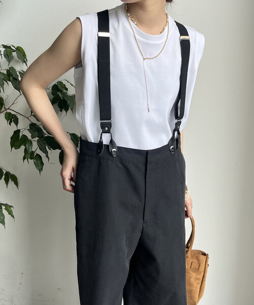 DOUDOU サスペンダーパンツグレー DouDou パンツ サスペンダーパンツ レディース : ZOZOTOWN Yahoo