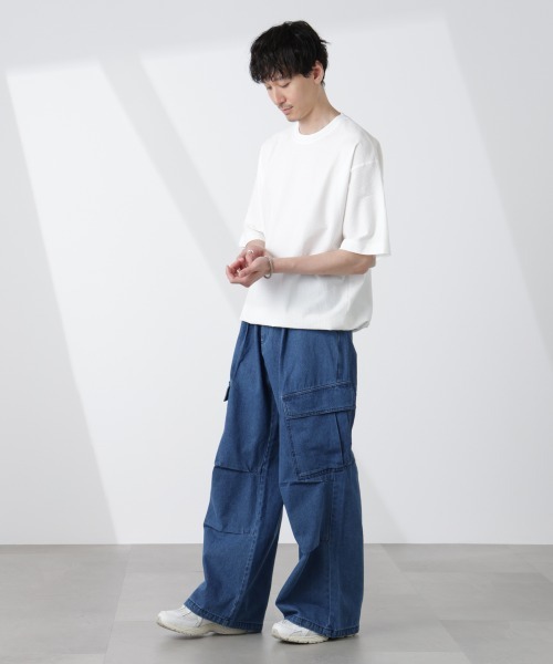 NANO universe（ナノユニバース）の「シルケットサッカーワイドTシャツ 半袖（Tシャツ/カットソー・メンズ・ブラック/ホワイト/ネイビー/グレー・S/M/L/XL）」の10枚目の写真