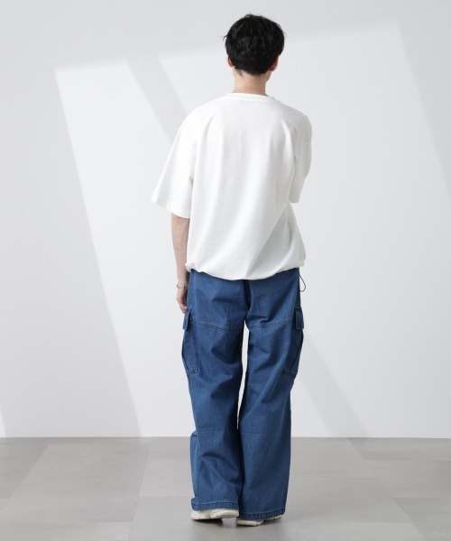 NANO universe（ナノユニバース）の「シルケットサッカーワイドTシャツ 半袖（Tシャツ/カットソー・メンズ・ブラック/ホワイト/ネイビー/グレー・S/M/L/XL）」の11枚目の写真