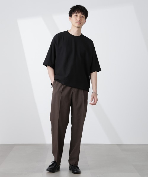 NANO universe（ナノユニバース）の「シルケットサッカーワイドTシャツ 半袖（Tシャツ/カットソー・メンズ・ブラック/ホワイト/ネイビー/グレー・S/M/L/XL）」の15枚目の写真