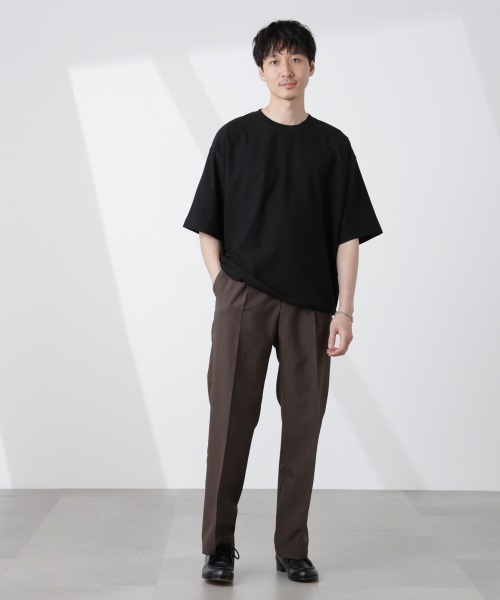 NANO universe（ナノユニバース）の「シルケットサッカーワイドTシャツ 半袖（Tシャツ/カットソー・メンズ・ブラック/ホワイト/ネイビー/グレー・S/M/L/XL）」の16枚目の写真