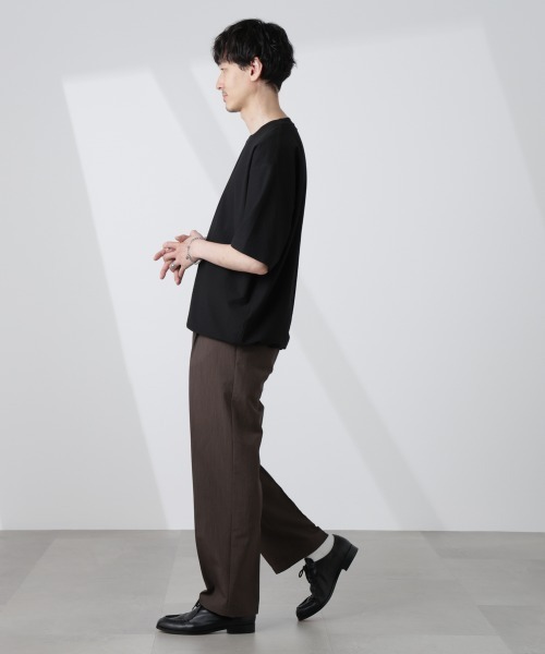 NANO universe（ナノユニバース）の「シルケットサッカーワイドTシャツ 半袖（Tシャツ/カットソー・メンズ・ブラック/ホワイト/ネイビー/グレー・S/M/L/XL）」の18枚目の写真