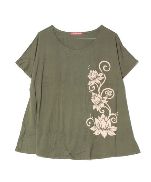 チャイハネ(チャイハネ)の「【チャイハネ】シファーTシャツ(Tシャツ/カットソー・レディース・ネイビー/カーキ/グレー・FREE)」の2枚目の写真