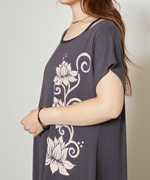 チャイハネ(チャイハネ)の「【チャイハネ】シファーTシャツ(Tシャツ/カットソー・レディース・ネイビー/カーキ/グレー・FREE)」の6枚目の写真