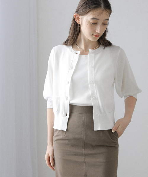 La TOTALITE（ラトータリテ）の「【洗える】ボリュームスリーブコンパクトカーディガン（カーディガン/ボレロ・レディース・サックスブルー/ベージュ/ホワイト・FREE）」の17枚目の写真