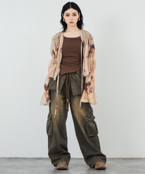 ANAP（アナップ）の「ウエストレイヤードデザインカーゴデニムパンツ（デニムパンツ・レディース・カーキ/ブラック・FREE）」の17枚目の写真