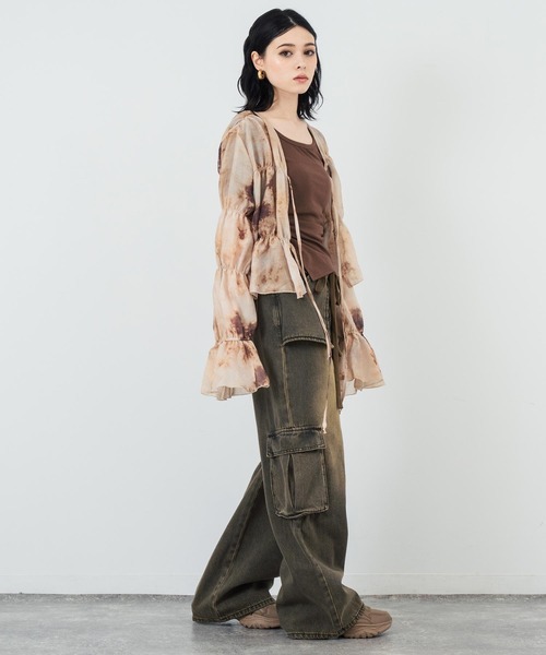 ANAP（アナップ）の「ウエストレイヤードデザインカーゴデニムパンツ（デニムパンツ・レディース・カーキ/ブラック・FREE）」の18枚目の写真