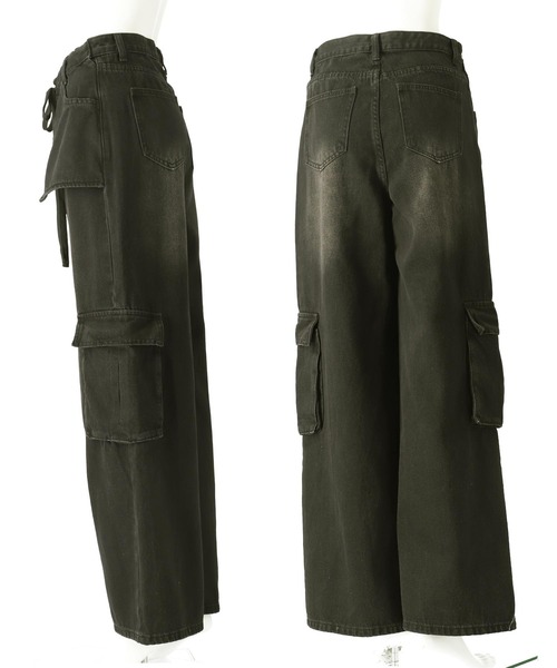 ANAP（アナップ）の「ウエストレイヤードデザインカーゴデニムパンツ（デニムパンツ・レディース・カーキ/ブラック・FREE）」の19枚目の写真