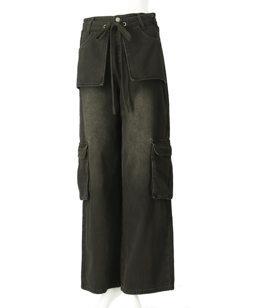 ANAP（アナップ）の「ウエストレイヤードデザインカーゴデニムパンツ（デニムパンツ・レディース・カーキ/ブラック・FREE）」の22枚目の写真