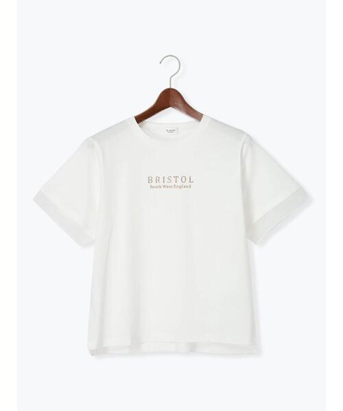 Te chichi TERRASSE（テチチテラス）の「型押しプリント袖切替Tシャツ（Tシャツ/カットソー・レディース・ブルー/オフホワイト/ブラック・F）」の2枚目の写真