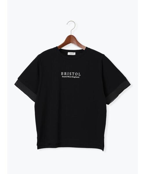 セール】型押しプリント袖切替Tシャツ（Tシャツ/カットソー
