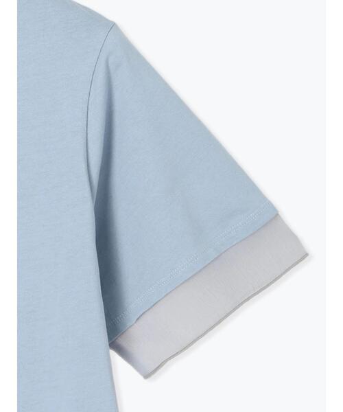 Te chichi TERRASSE（テチチテラス）の「型押しプリント袖切替Tシャツ（Tシャツ/カットソー・レディース・ブルー/オフホワイト/ブラック・F）」の11枚目の写真