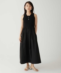 【Luan】POLO DOCKING DRESS/ポロ襟ドッキングワンピース