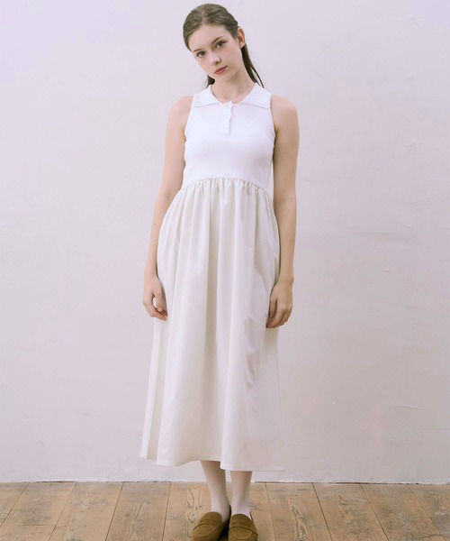 Luan（ルアン）の「【Luan】POLO DOCKING DRESS/ポロ襟ドッキングワンピース（ワンピース・レディース・ブラック/ホワイト・0/1）」の12枚目の写真