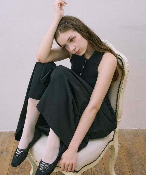 Luan（ルアン）の「【Luan】POLO DOCKING DRESS/ポロ襟ドッキングワンピース（ワンピース・レディース・ブラック/ホワイト・0/1）」の16枚目の写真