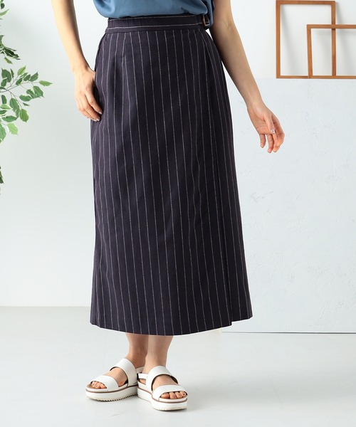 GALLORIA(ギャローリア)の「ラップ風Aラインスカート(スカート・レディース・ベージュ/ネイビー・S/M/L/LL)」の2枚目の写真