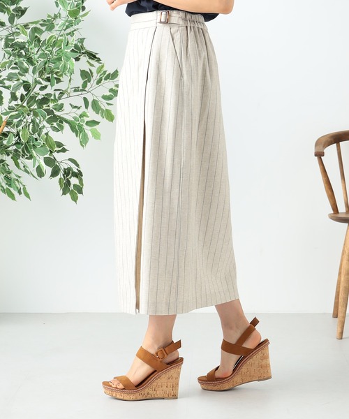 GALLORIA(ギャローリア)の「ラップ風Aラインスカート(スカート・レディース・ベージュ/ネイビー・S/M/L/LL)」の3枚目の写真