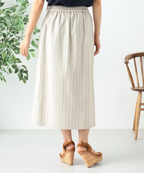 GALLORIA(ギャローリア)の「ラップ風Aラインスカート(スカート・レディース・ベージュ/ネイビー・S/M/L/LL)」の4枚目の写真