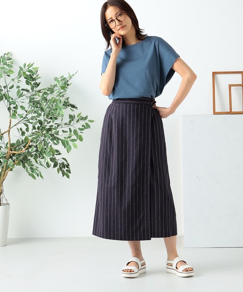 GALLORIA(ギャローリア)の「ラップ風Aラインスカート(スカート・レディース・ベージュ/ネイビー・S/M/L/LL)」の7枚目の写真