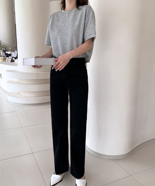 LOWO(ロワ)の「綿混ストレートデニムパンツ(デニムパンツ・レディース・インディゴブルー/ブラック/ブルー・2L/L/M)」の14枚目の写真
