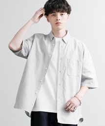 Upscape Audience アップスケープオーディエンス 日本製 国産 播州織OX オーバーサイズボタンダウンボクシーAライン半袖シャツ AUD6640