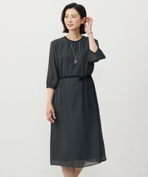 【洗える】ドットフロッキープリント ワンピース