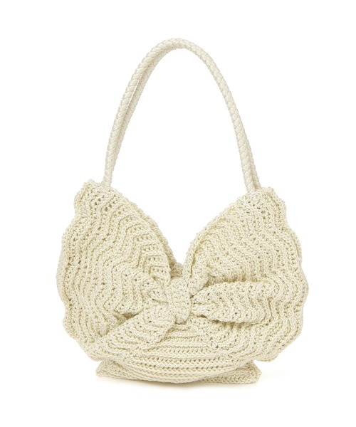 Elura（エルーラ）の「クロッシェリボントート/286760（トートバッグ・レディース・アイボリー/ブラック/ブラウン・ONE SIZE）」の2枚目の写真