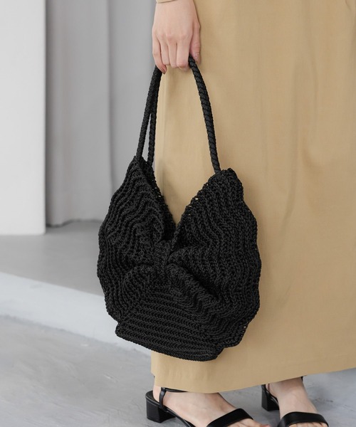 Elura（エルーラ）の「クロッシェリボントート/286760（トートバッグ・レディース・アイボリー/ブラック/ブラウン・ONE SIZE）」の3枚目の写真