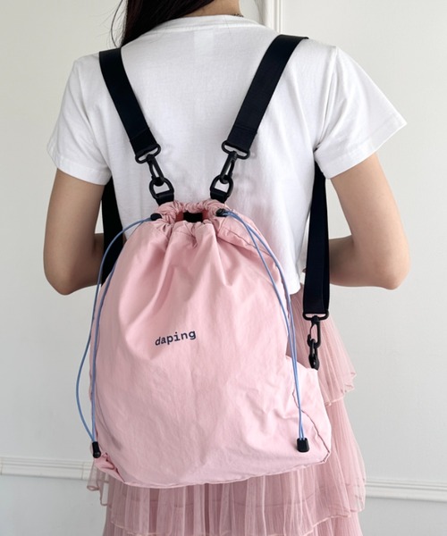 wears(ウェアーズ)の「配色 軽量 パステルカラーナップサック(バックパック/リュック・レディース・ピンク/グレー・FREE)」の14枚目の写真