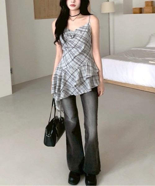 almo（アルモ）の「【LAMPOON】チェックイレヘムキャミワンピ（ワンピース・レディース・モカ/グレー・FREE）」の11枚目の写真