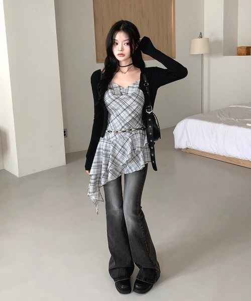 almo（アルモ）の「【LAMPOON】チェックイレヘムキャミワンピ（ワンピース・レディース・モカ/グレー・FREE）」の17枚目の写真